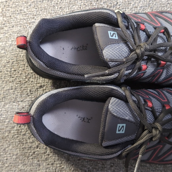 Salomon Pathfinder Hiking Shoes Size 8.0 in Gray/Black/Red Waterproof Contagrip - Picture 6 of 11